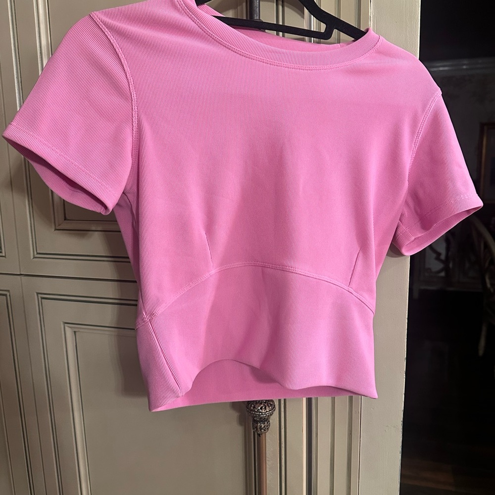 Pink Fitted Crop Tee Short Sleeve